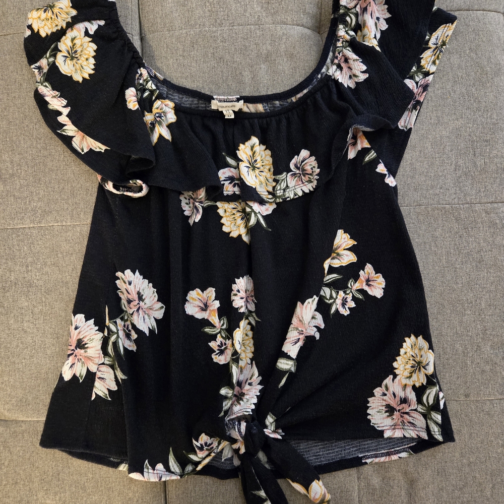 Maurices Black Floral Off-Shoulder Blouse